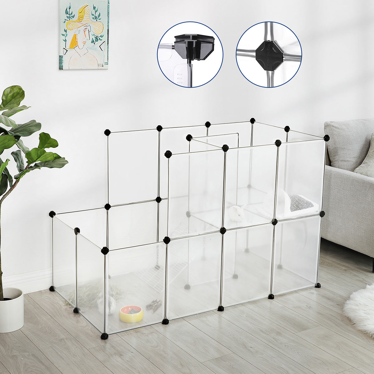 White Plastic Modular Fence Pet Playpen - image 3