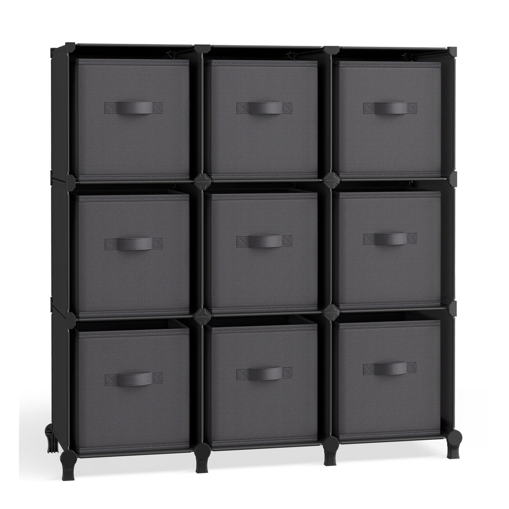Cube Organiser with 9 Storage Boxes Ink Black and Dove Grey - image 1