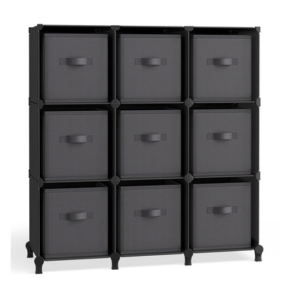 Cube Organiser with 9 Storage Boxes Ink Black and Dove Grey - image 1