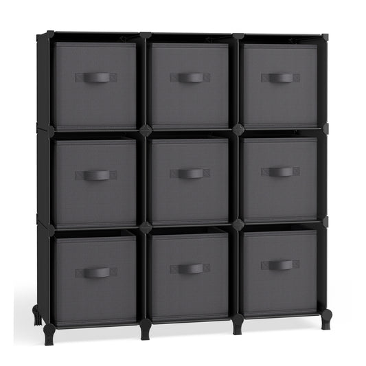 Cube Organiser with 9 Storage Boxes Ink Black and Dove Grey - image 1