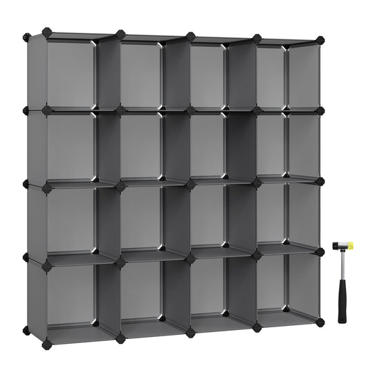 Cube Storage Organiser with 16 Storage Boxes Slate Grey - image 1