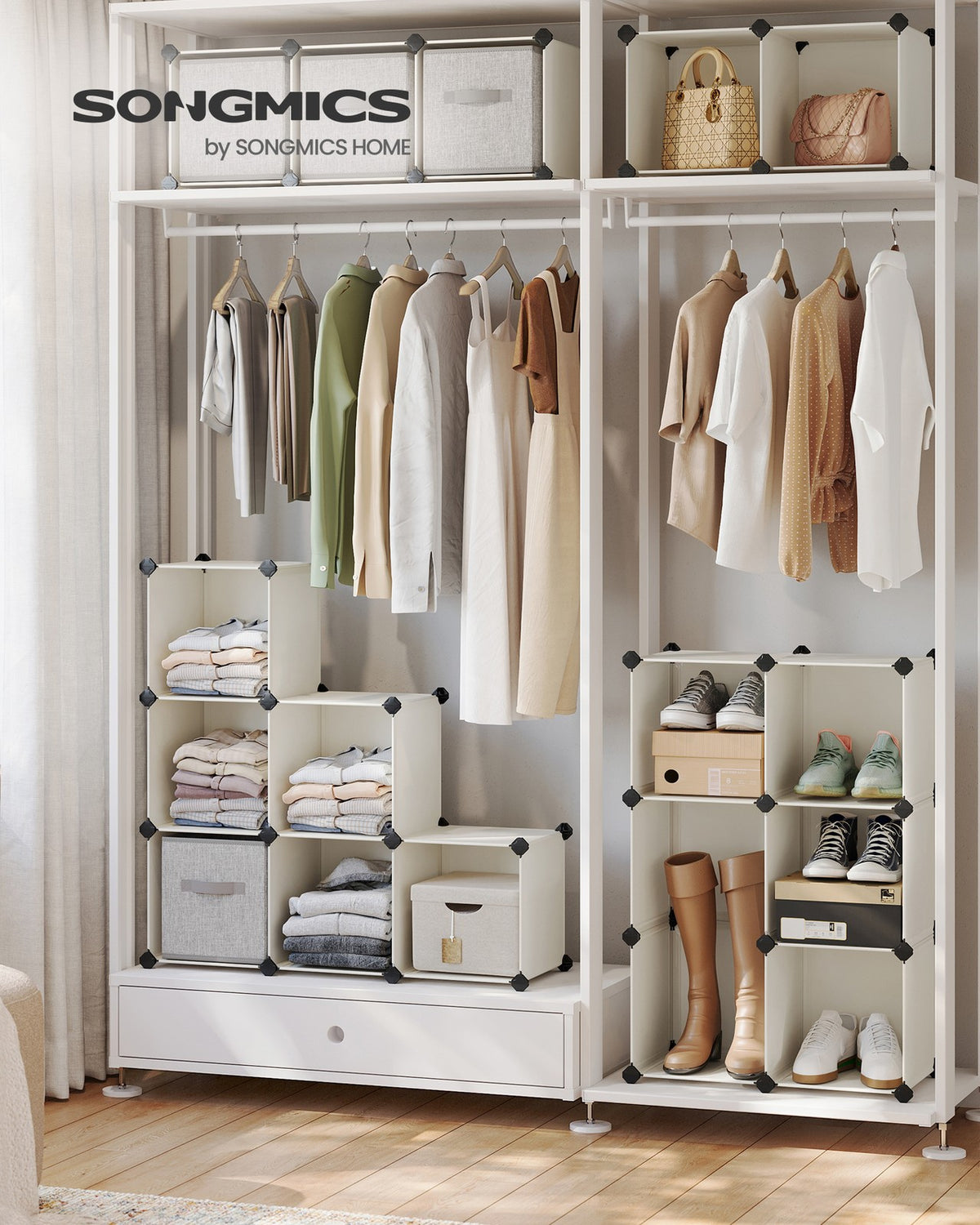 31 x 123 x 123 cm 16-Cube Storage Unit Cream White - image 2