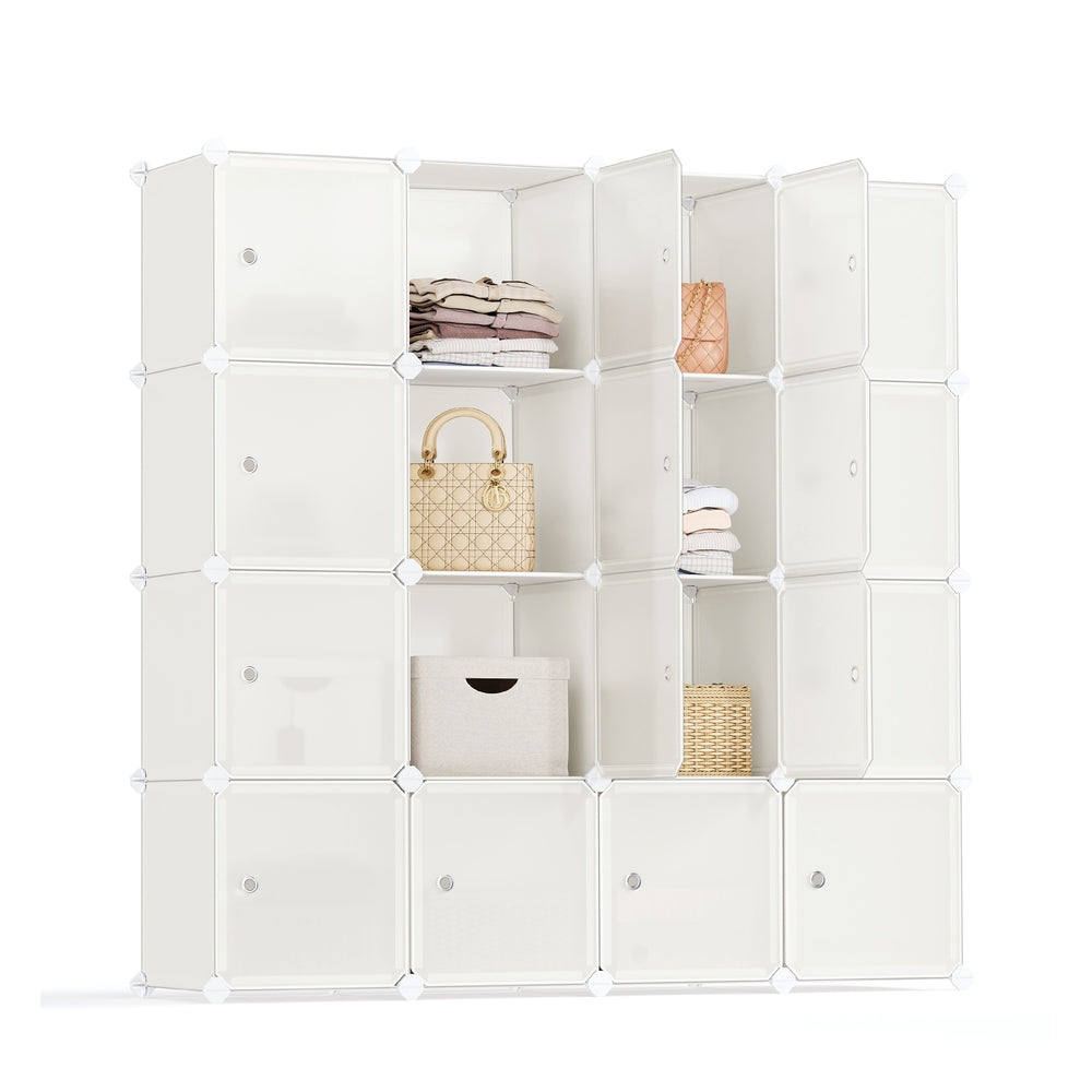 16-Cube Plastic Stackable Storage Unit Cream White - image 1