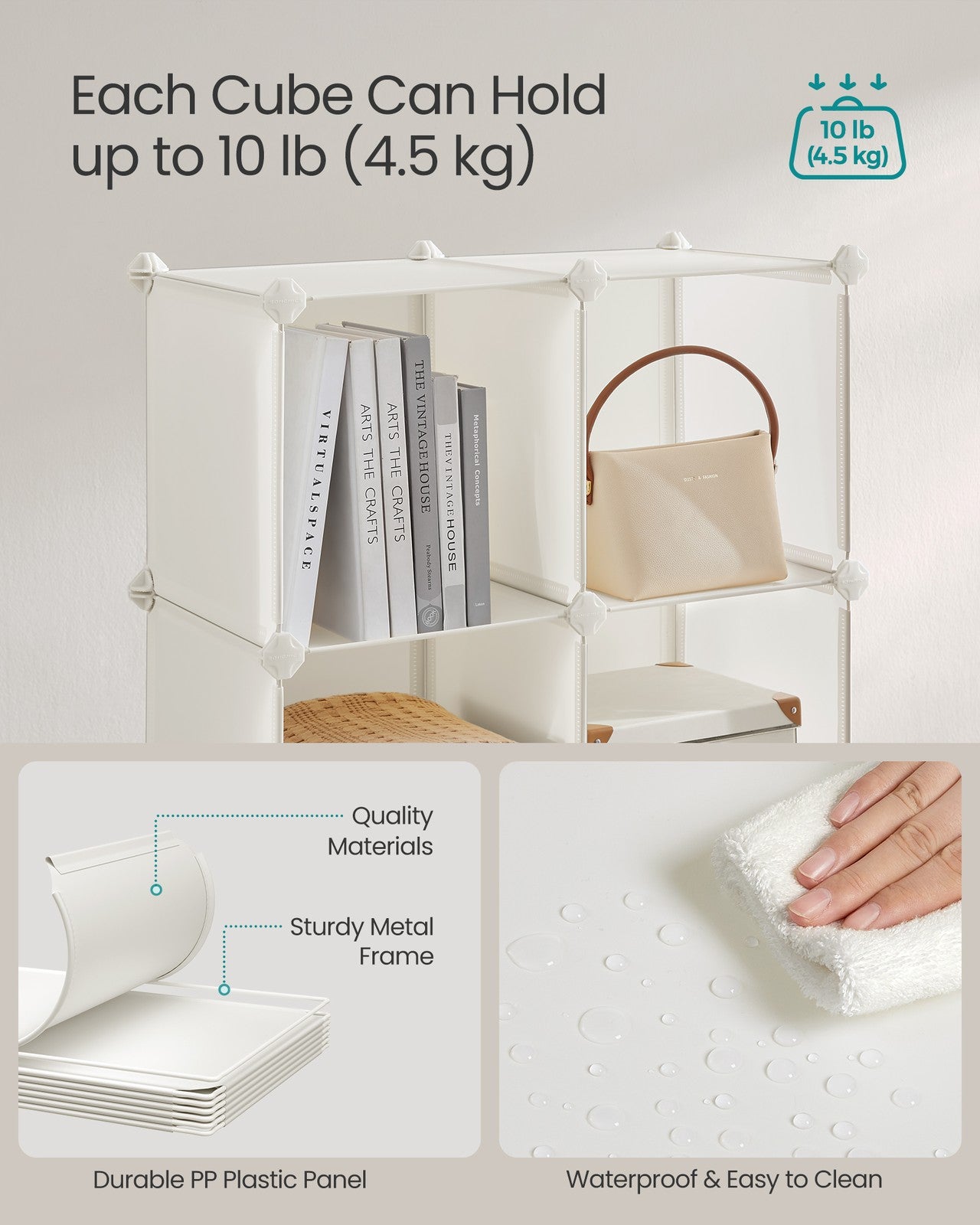 16-Cube Plastic Stackable Storage Unit Cream White - image 3