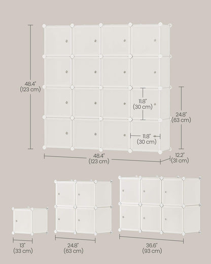 16-Cube Plastic Stackable Storage Unit Cream White - image 5