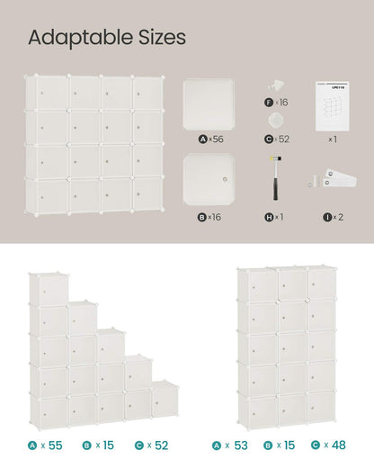 16-Cube Plastic Stackable Storage Unit Cream White - image 6