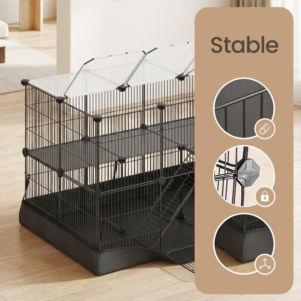 2-Tier Small Animal Playpen Cage with Waterproof Mat 35 Panels 93 x 63 x 61.5 cm Ink Black - image 7