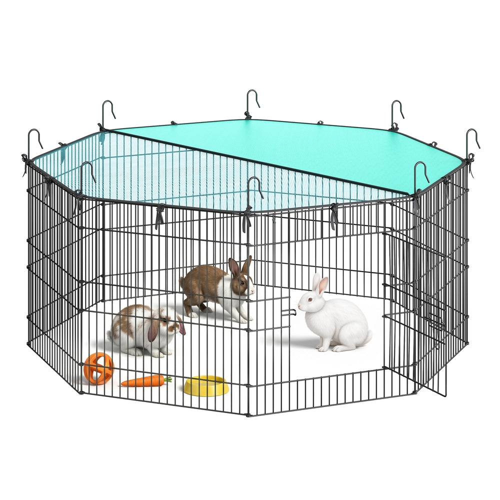 Small Animal Playpen with Roof 8 Panels 138 x 138 x 60 cm Ink Black - image 1