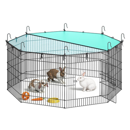 Small Animal Playpen with Roof 8 Panels 138 x 138 x 60 cm Ink Black - image 1
