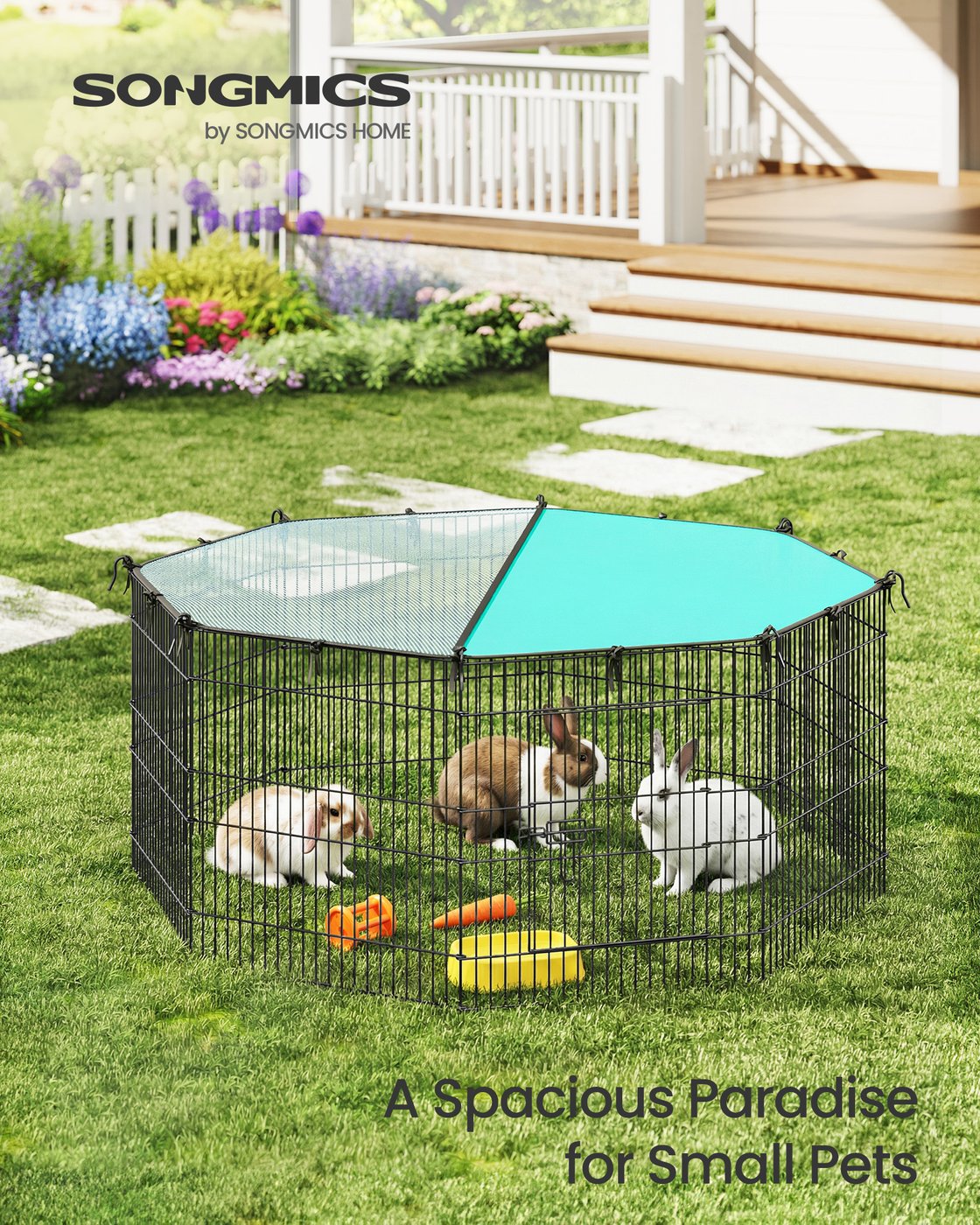 Small Animal Playpen with Roof 8 Panels 138 x 138 x 60 cm Ink Black - image 2