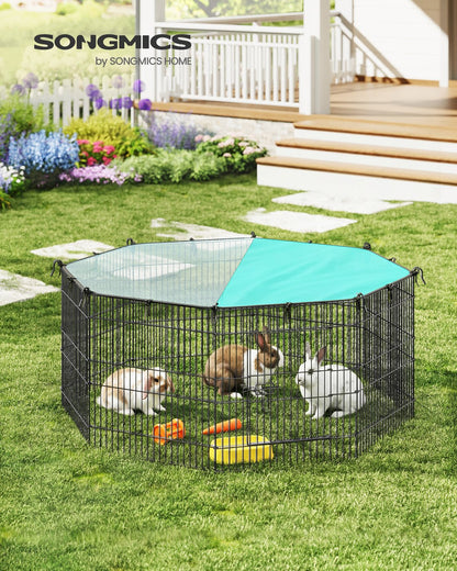 Small Animal Playpen with Roof 8 Panels 138 x 138 x 60 cm Ink Black - image 3