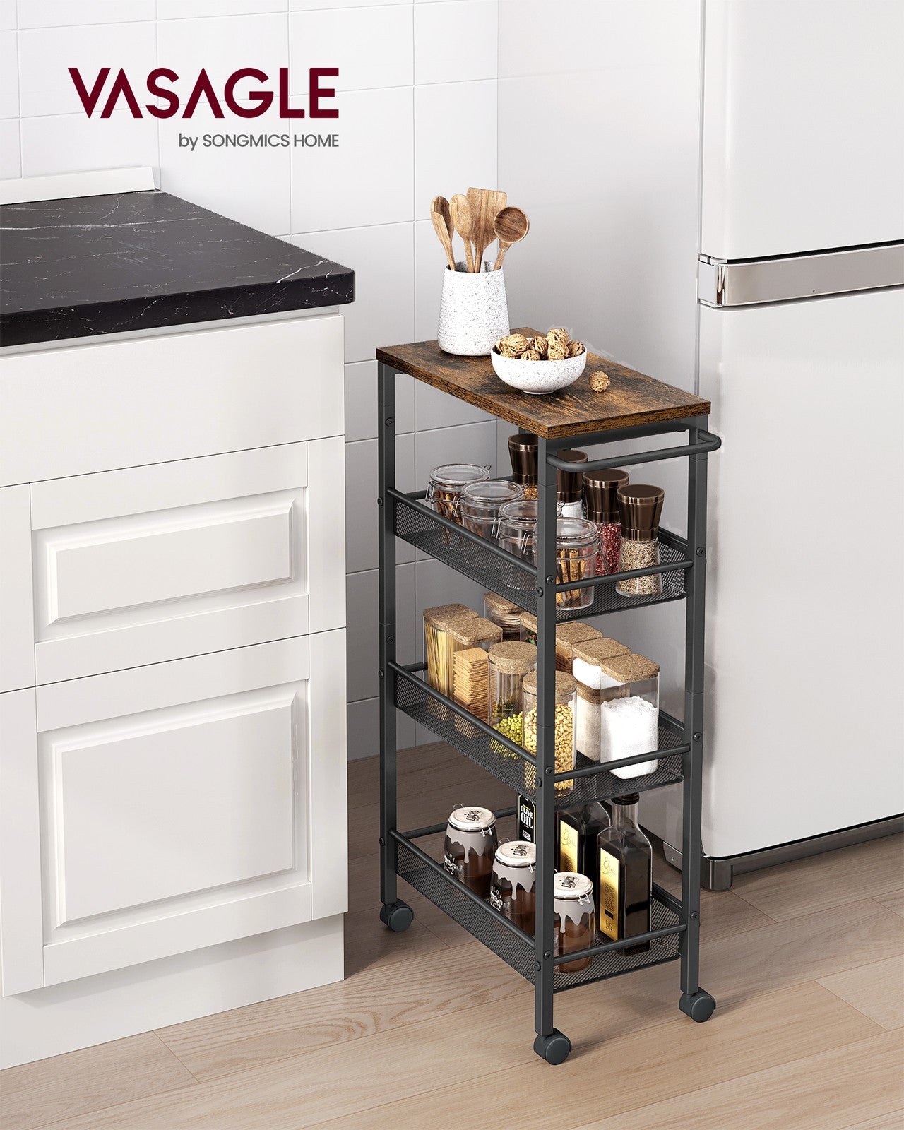 Space-Saving Kitchen Cart with Wheels - image 2