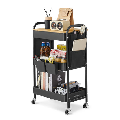 3-Tier Storage Trolley with Table Top Cloud White - image 7