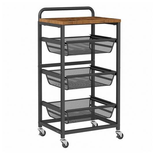 Storage trolley with pull out baskets wheels and handle - image 1