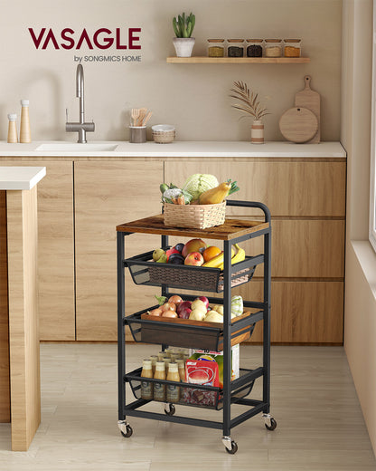 Storage trolley with pull out baskets wheels and handle - image 2