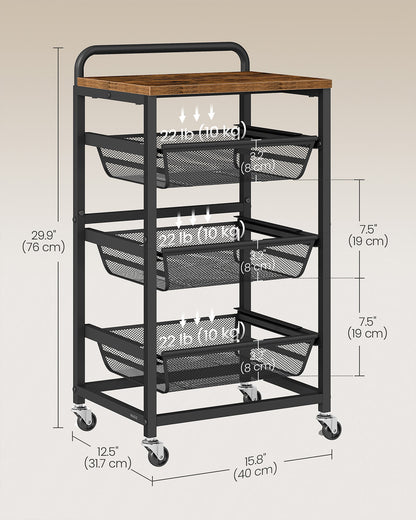 Storage trolley with pull out baskets wheels and handle - image 6