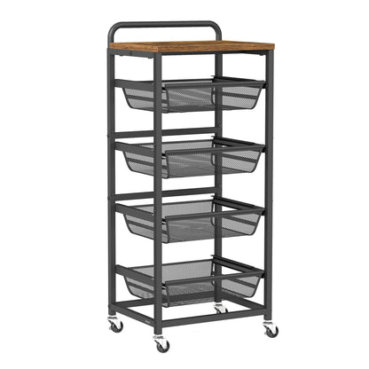 Storage trolley with pull out baskets wheels and handle - image 8