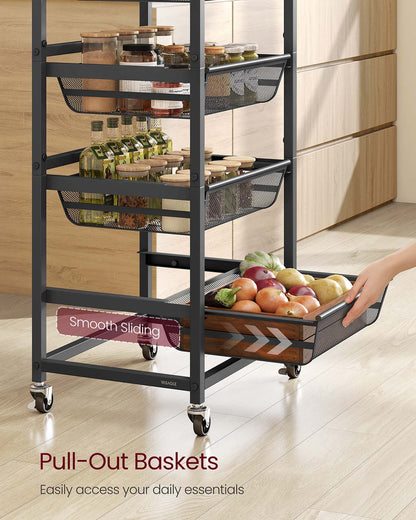 Storage trolley with pull out baskets wheels and handle - image 10