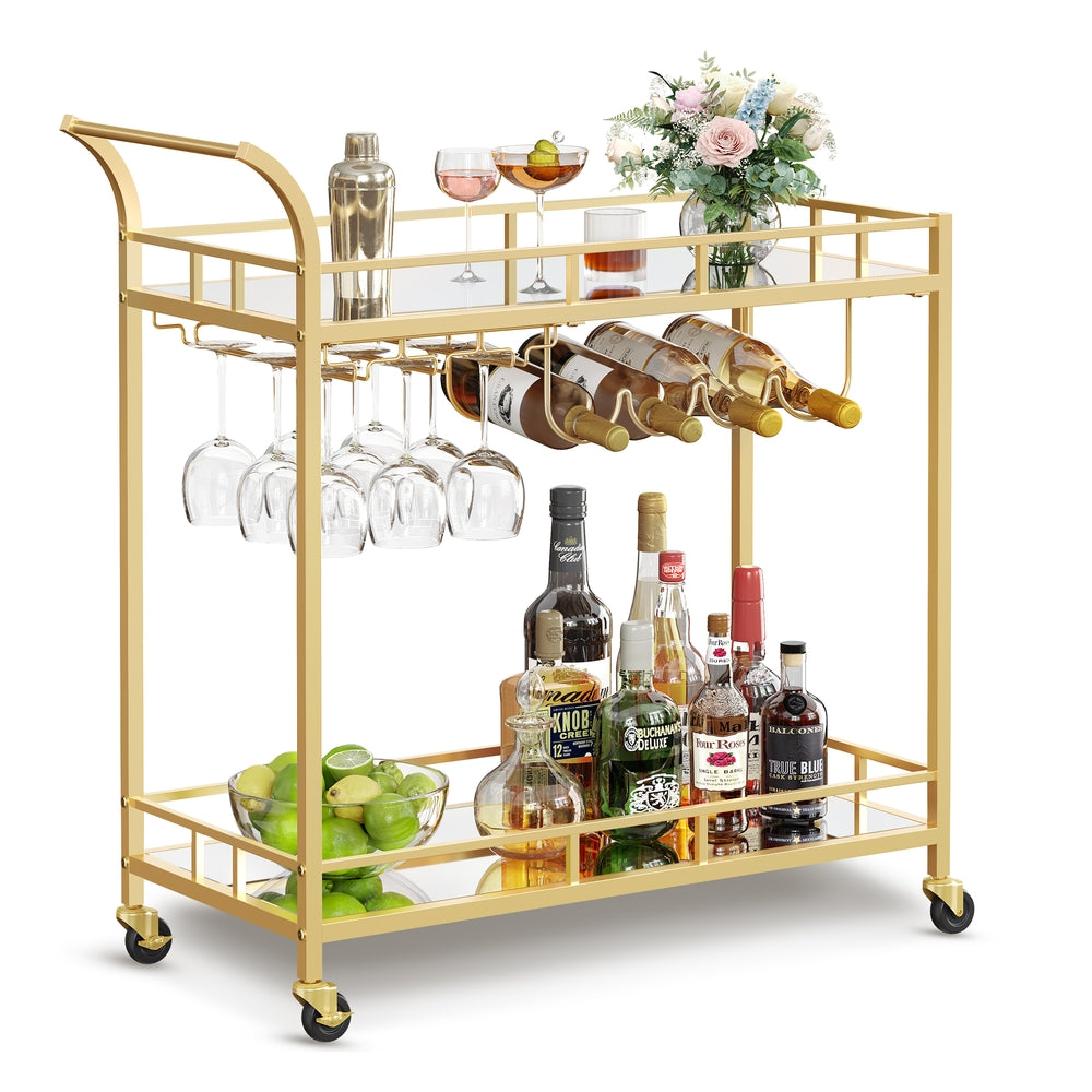 Bar cart with mirrored shelves - image 1