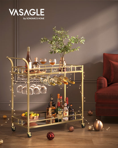 Bar cart with mirrored shelves - image 2