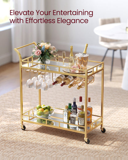 Bar cart with mirrored shelves - image 3