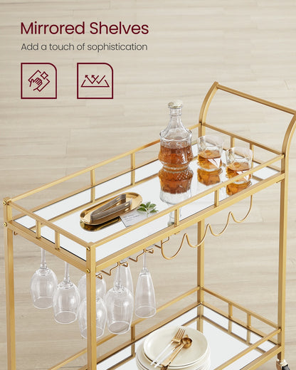 Bar cart with mirrored shelves - image 4