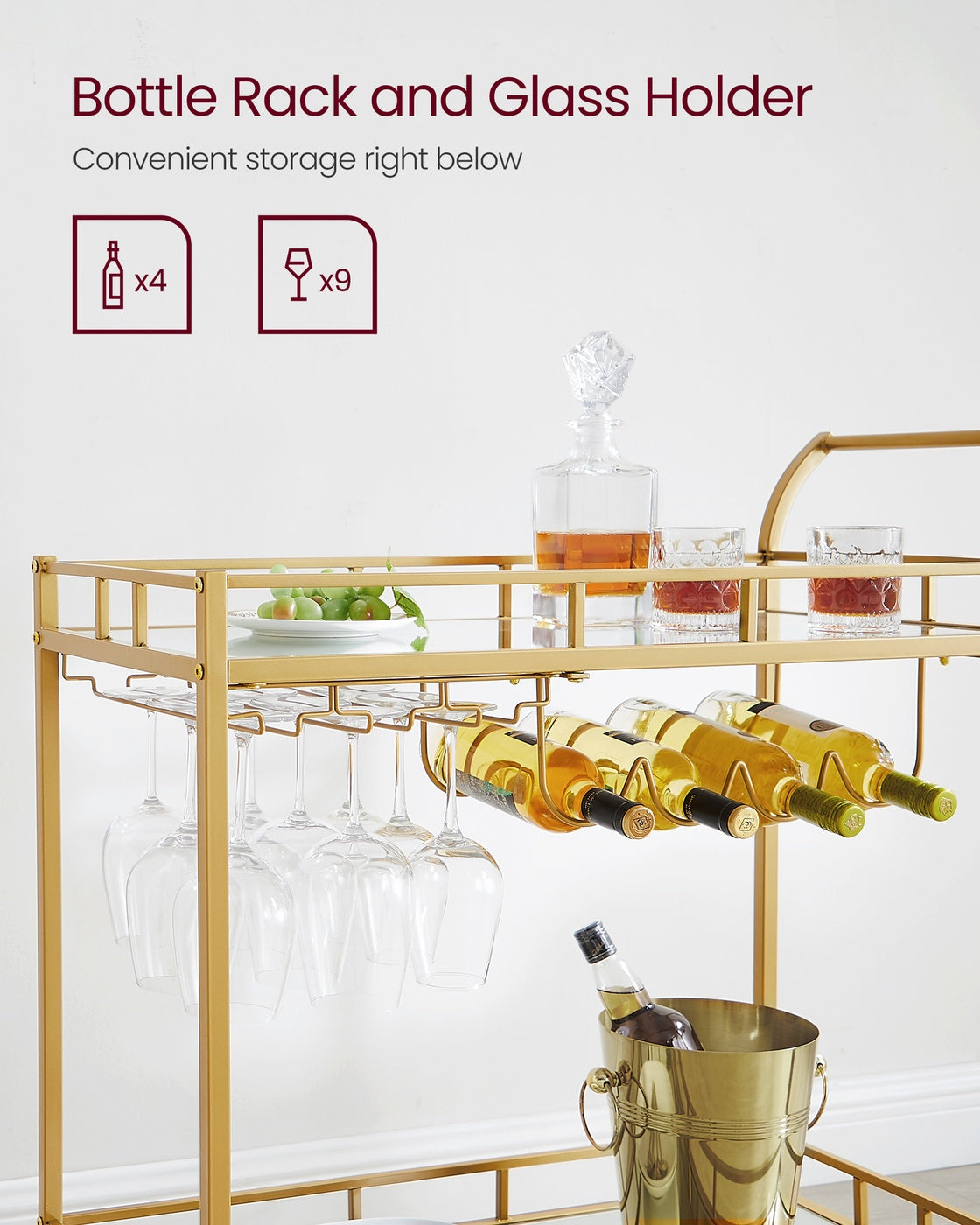 Bar cart with mirrored shelves - image 5