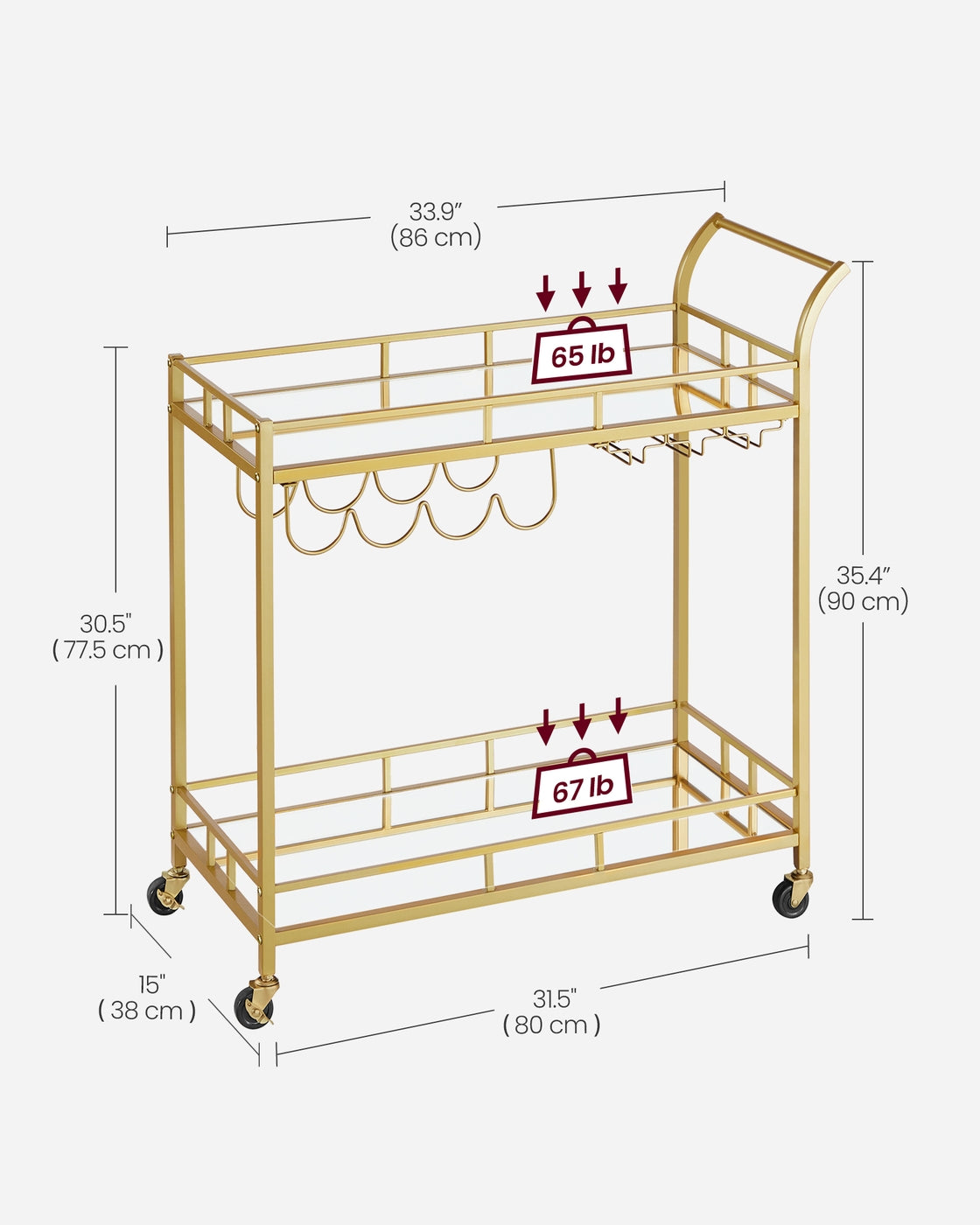 Bar cart with mirrored shelves - image 6