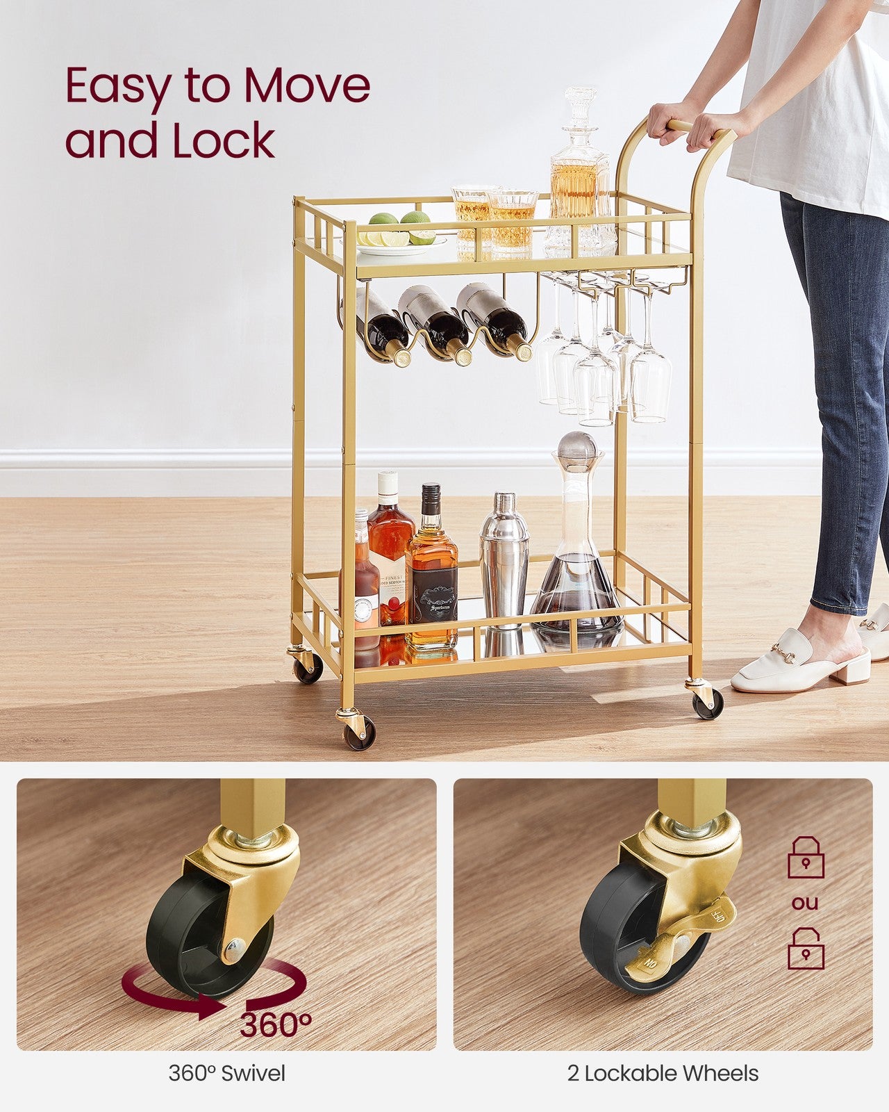 Drinks Trolley Metallic Gold - image 6