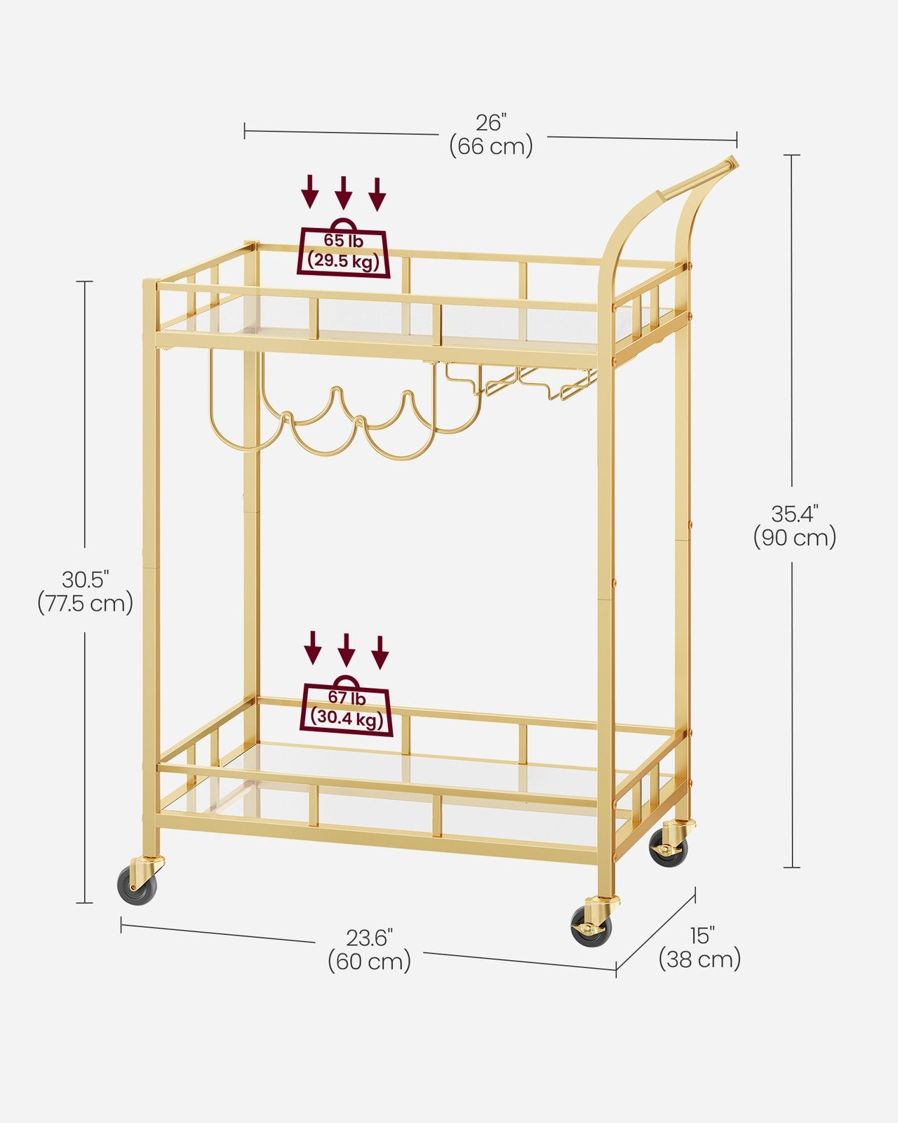 Drinks Trolley Metallic Gold - image 7
