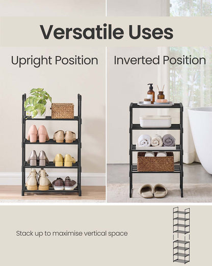 4-Tier Shoe Rack Fits 5 to 10 Pairs 30 x 42.5 x 71.5 cm Black - image 3
