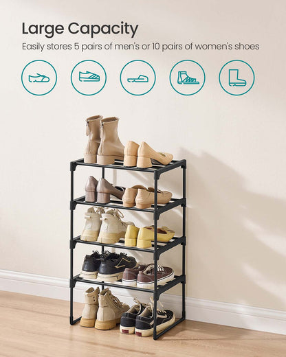 4-Tier Shoe Rack Fits 5 to 10 Pairs 30 x 42.5 x 71.5 cm Black - image 4