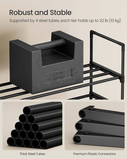 4-Tier Shoe Rack Fits 5 to 10 Pairs 30 x 42.5 x 71.5 cm Black - image 5