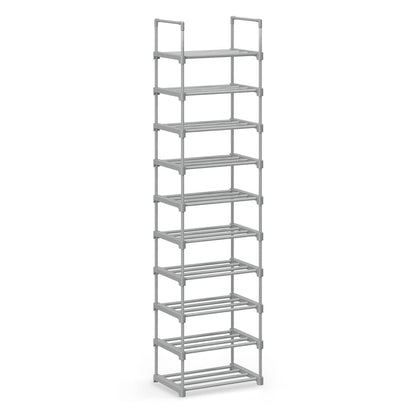 Shoe Rack 10-Tier Metal Shoe Storage Organiser 30 x 45 x 174 cm Grey - image 1