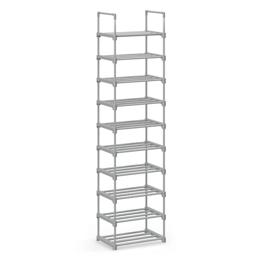 Shoe Rack 10-Tier Metal Shoe Storage Organiser 30 x 45 x 174 cm Grey - image 1