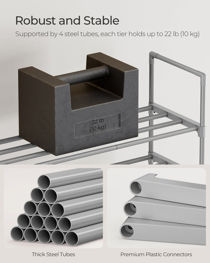 Shoe Rack 10-Tier Metal Shoe Storage Organiser 30 x 45 x 174 cm Grey - image 5