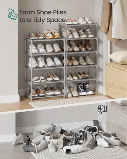 Shoe Rack 10-Tier Metal Shoe Storage Organiser 30 x 45 x 174 cm Grey - image 10