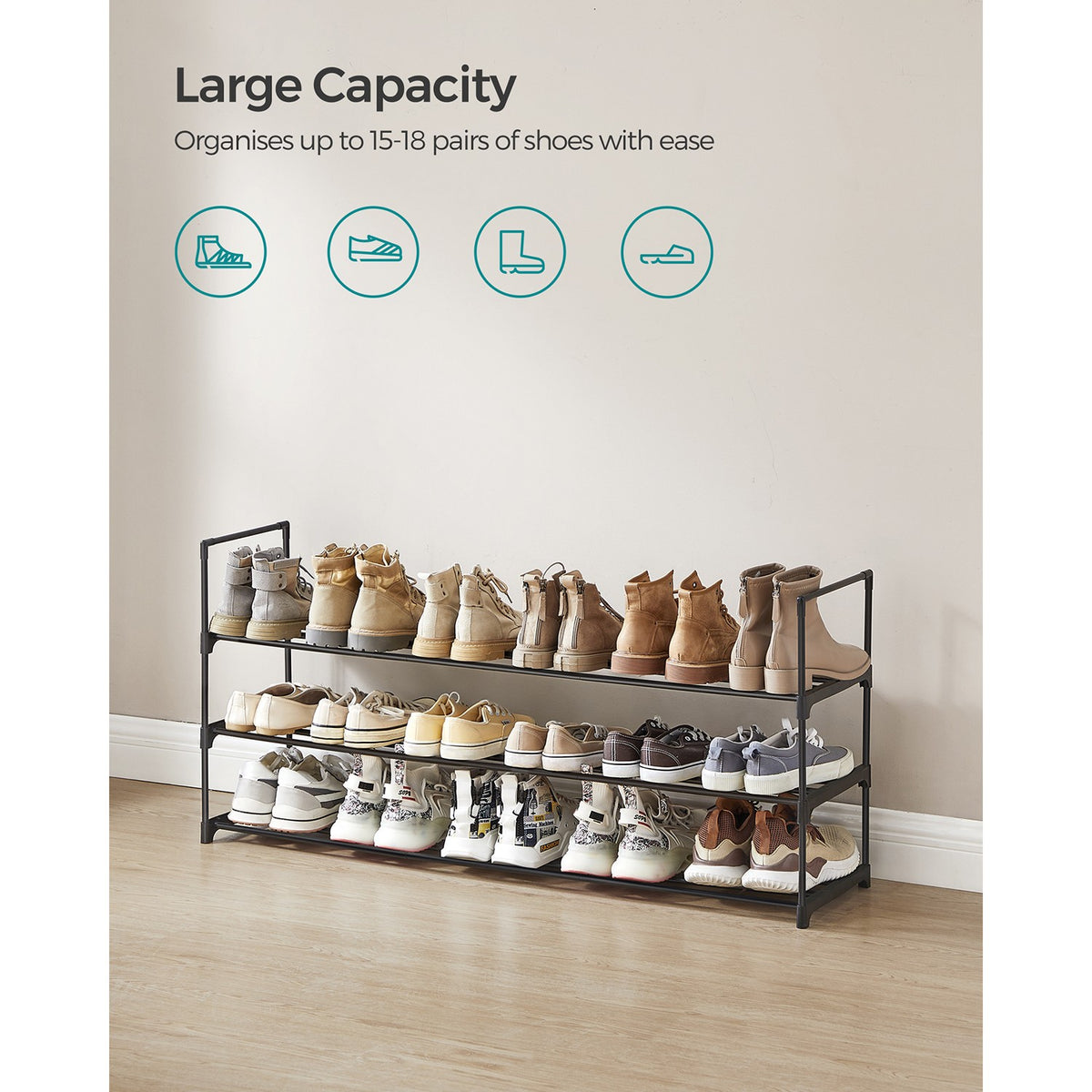 3-Tier Metal Shoe Rack 30 x 116 x 55 cm - image 3