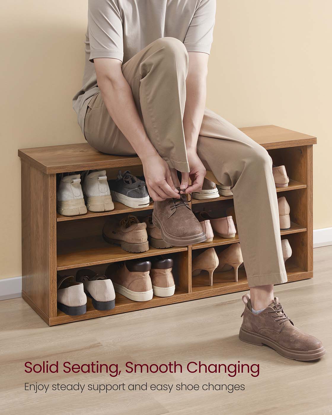 Shoe storage bench with adjustable shelves - image 6