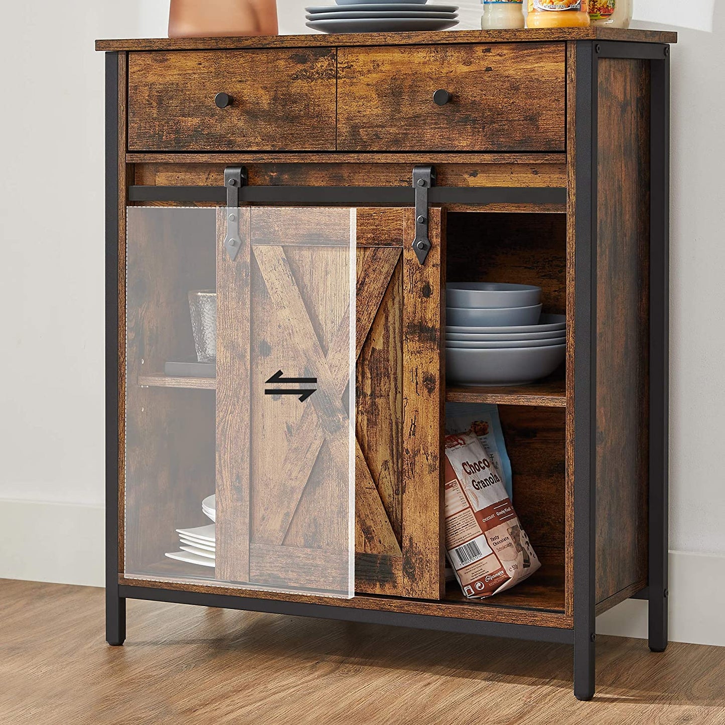 Industrial Storage Sideboard with Sliding Barn Door - image 7