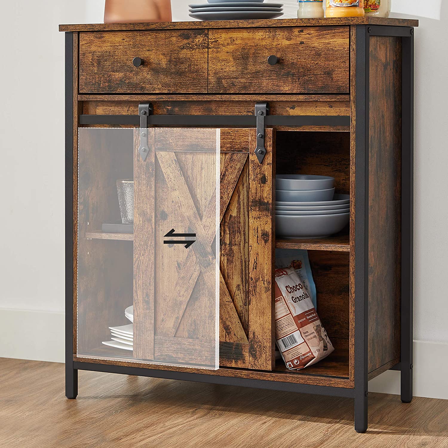 Industrial Storage Sideboard with Sliding Barn Door - image 7