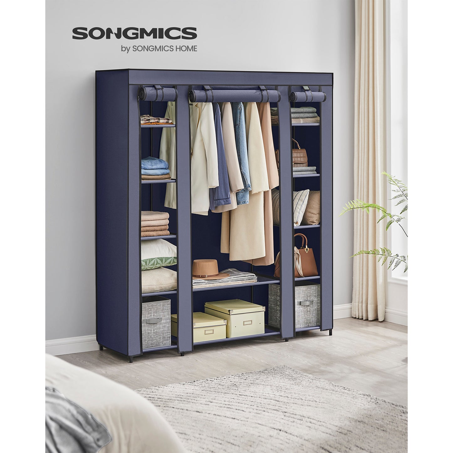 Fabric Wardrobe Navy Blue - image 2