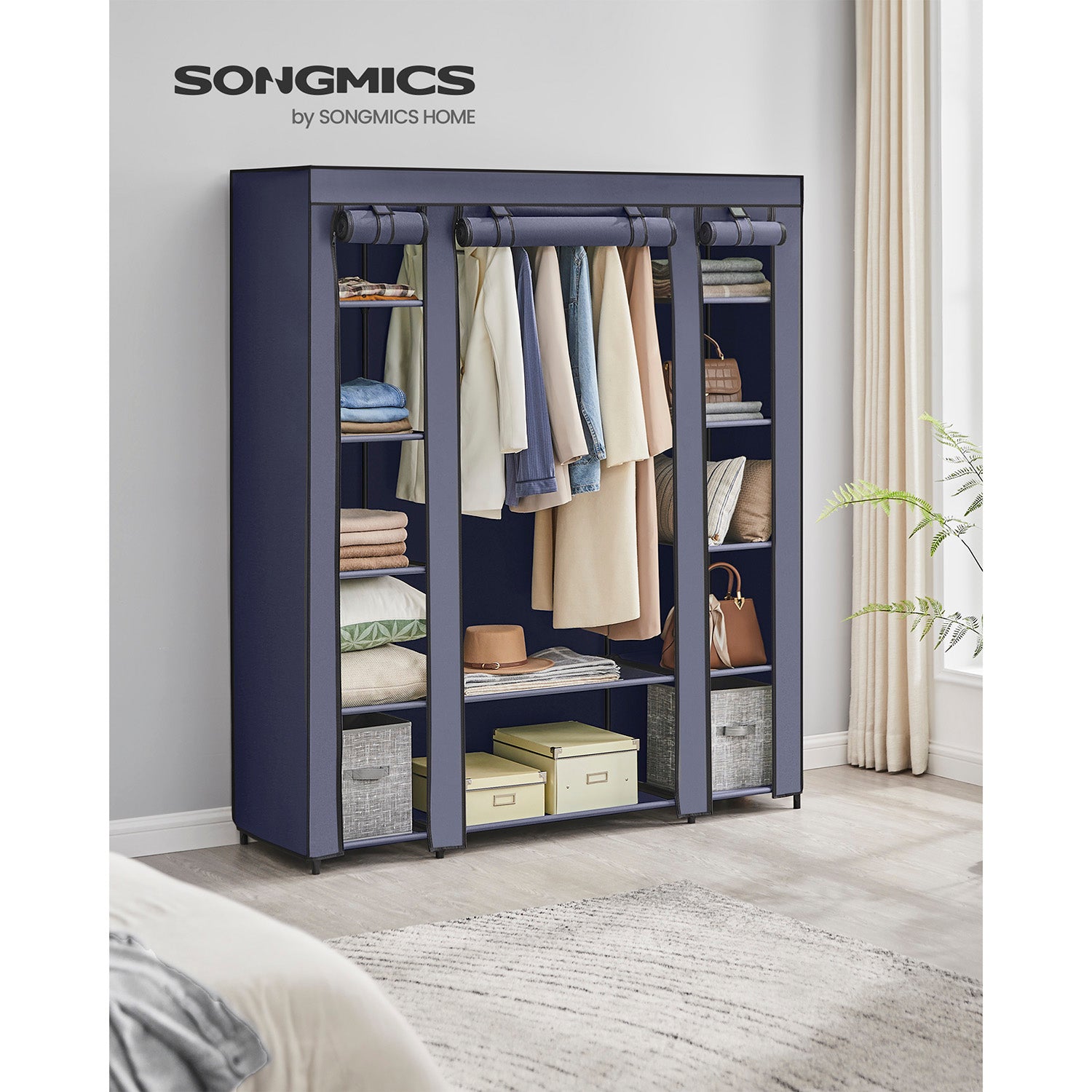 Fabric Wardrobe Navy Blue - image 2