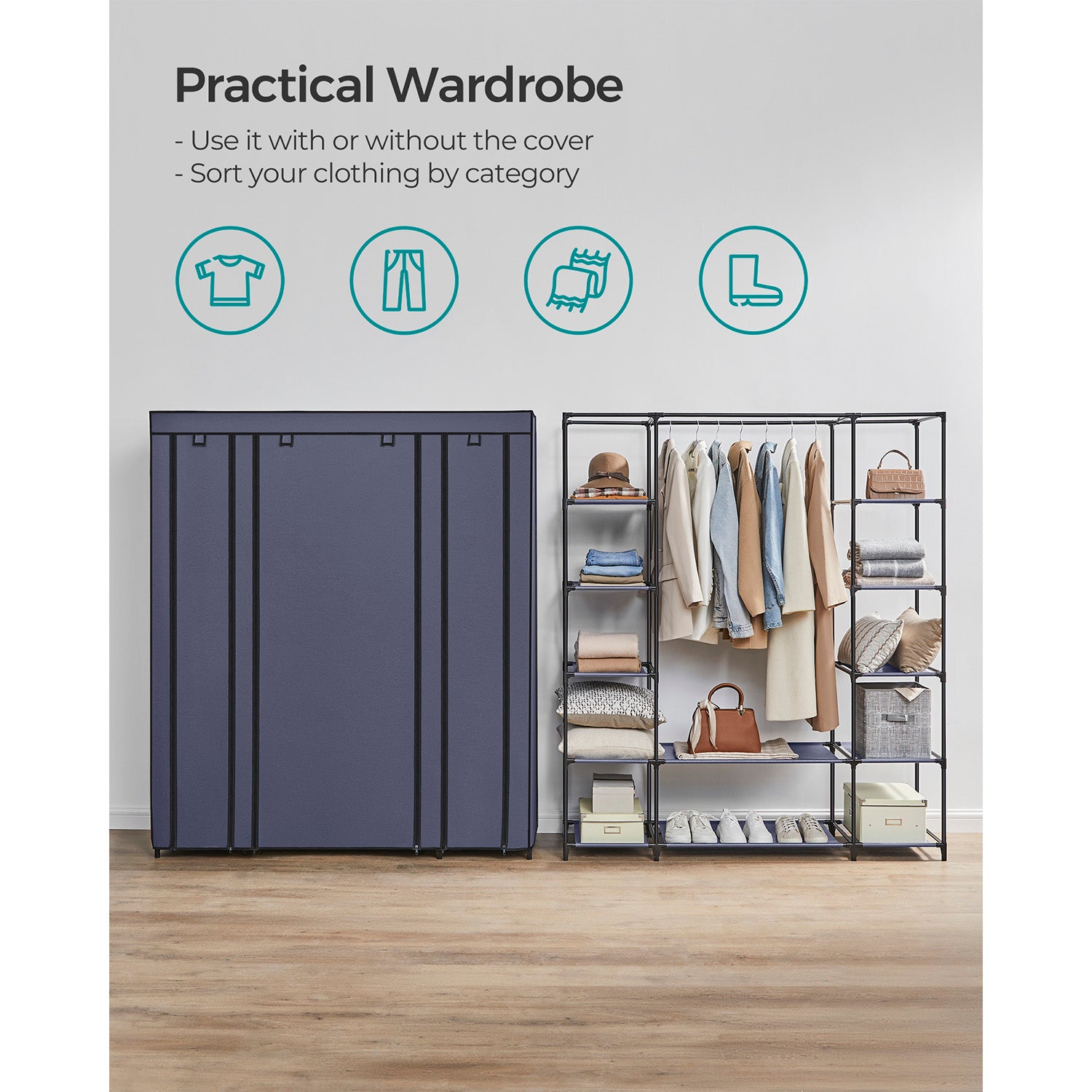 Fabric Wardrobe Navy Blue - image 3