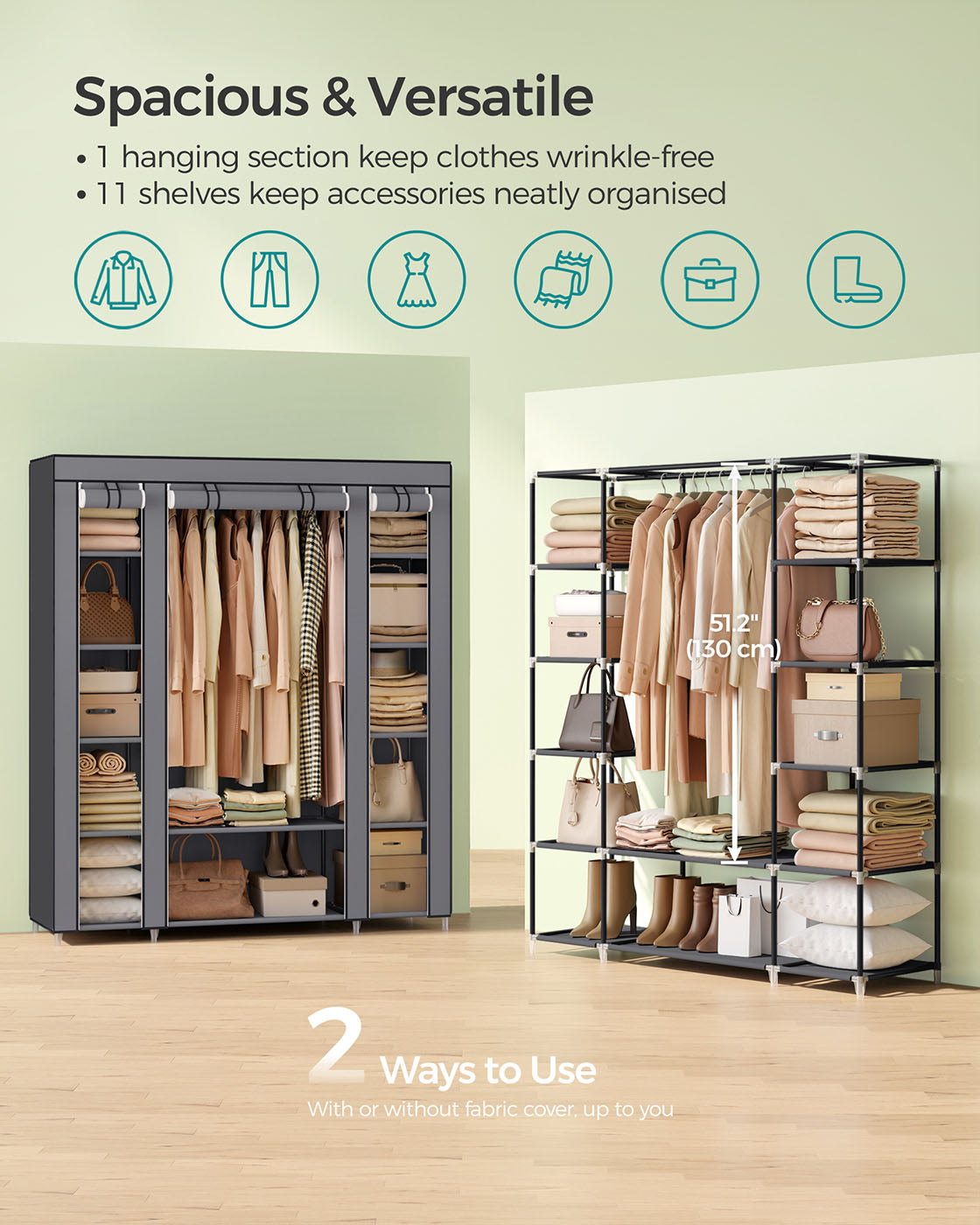 12 Shelves Canvas Wardrobe - image 13