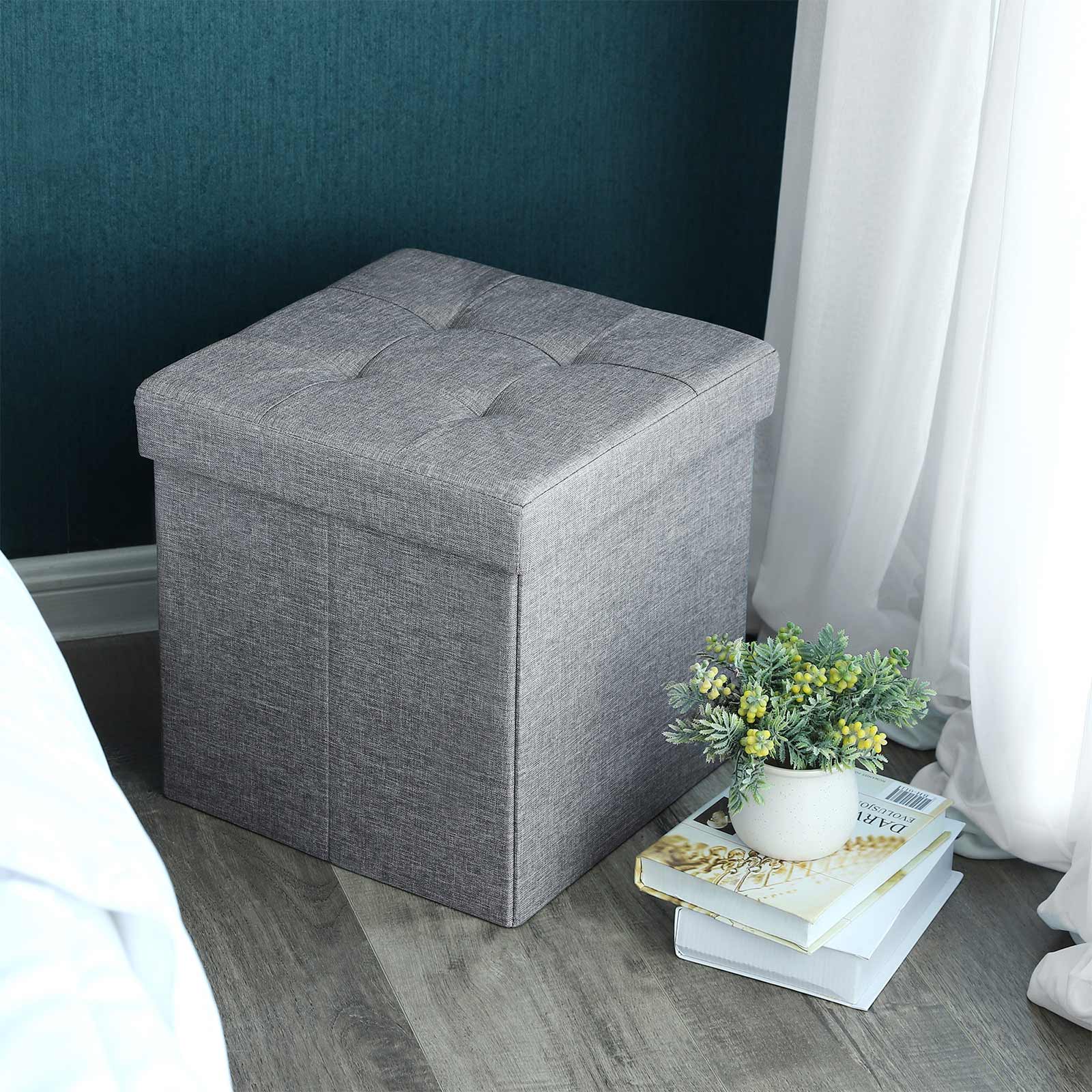 Light Grey Storage Ottoman - image 3