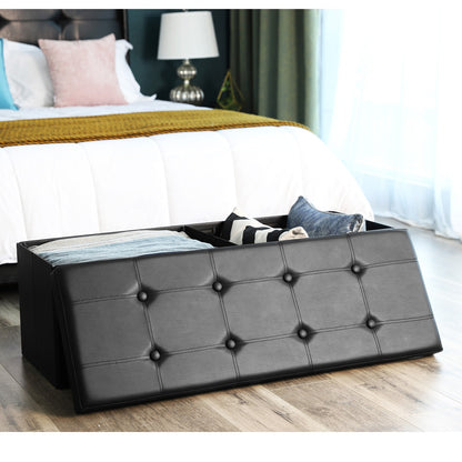 110 cm Ottoman Storage Box Dark Grey - image 53