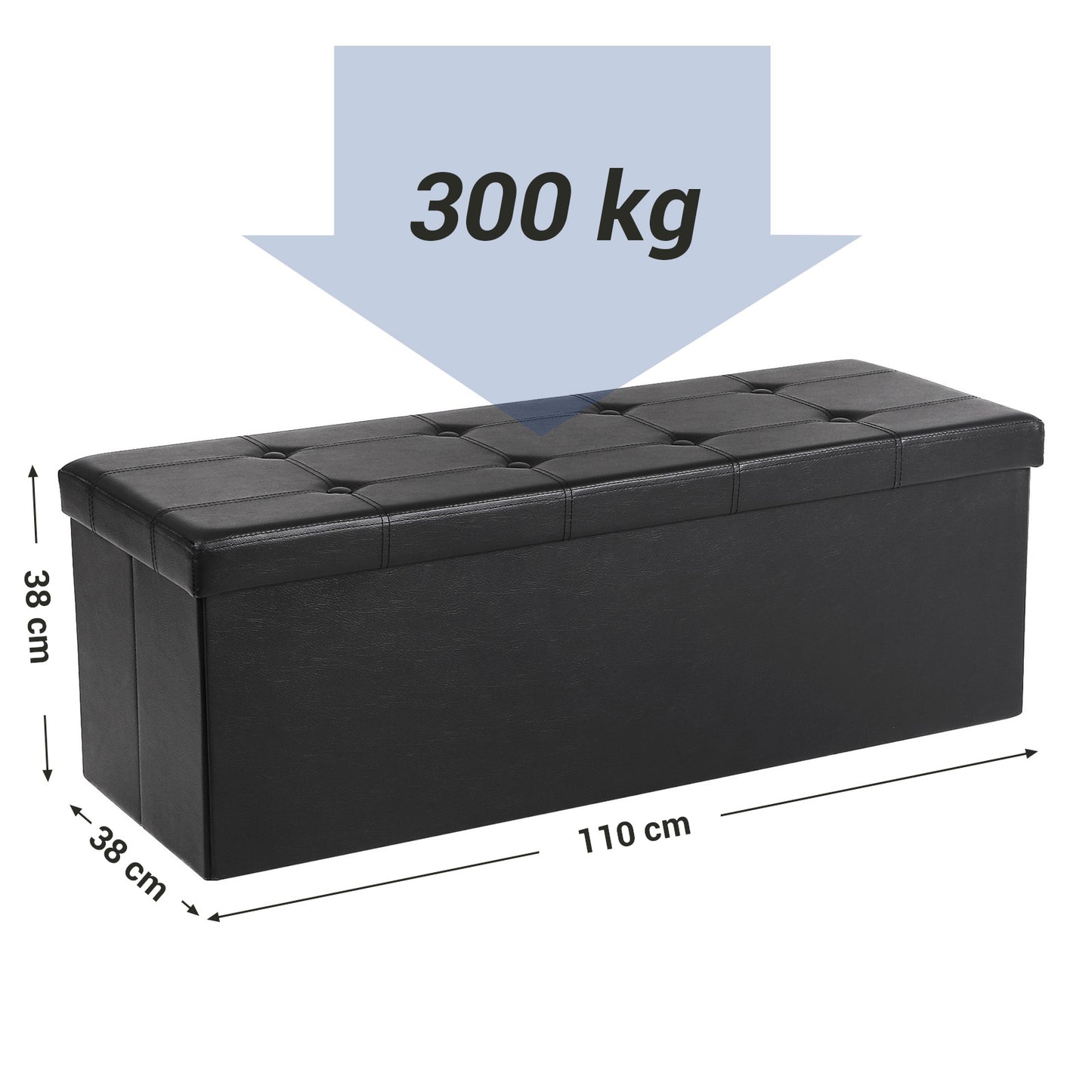 110 cm Ottoman Storage Box Dark Grey - image 57
