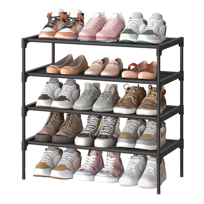 3-tier shoe rack with fabric shelves and metal frame - image 7