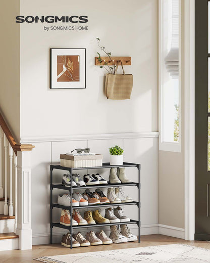 4-tier shoe rack with fabric shelves and metal frame - image 2